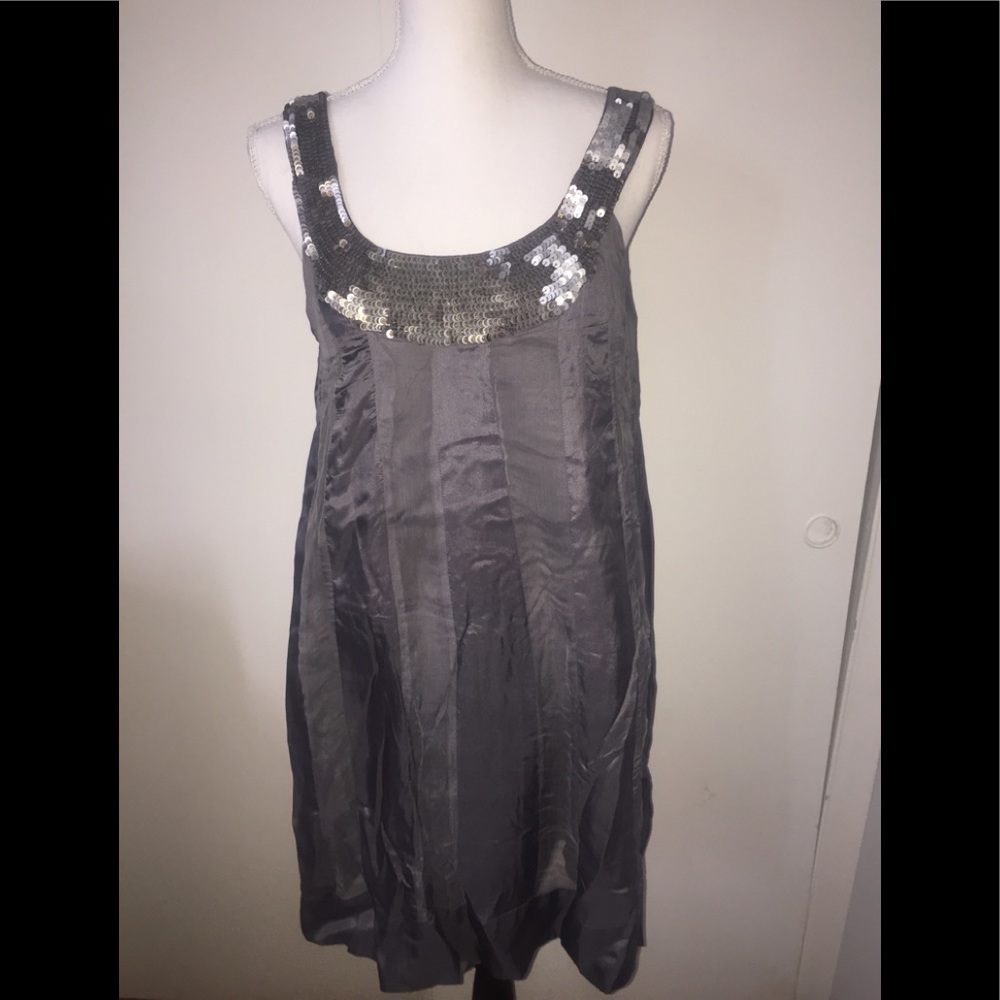 Aqua from bloomingdales silk dress sz small grey